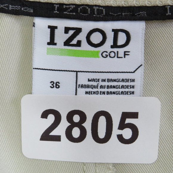 IZOD* Men's 1.5" Belt Loop Multipocketed Flat Front Khaki Golf Shorts~ Size 36 - Picture 3 of 13